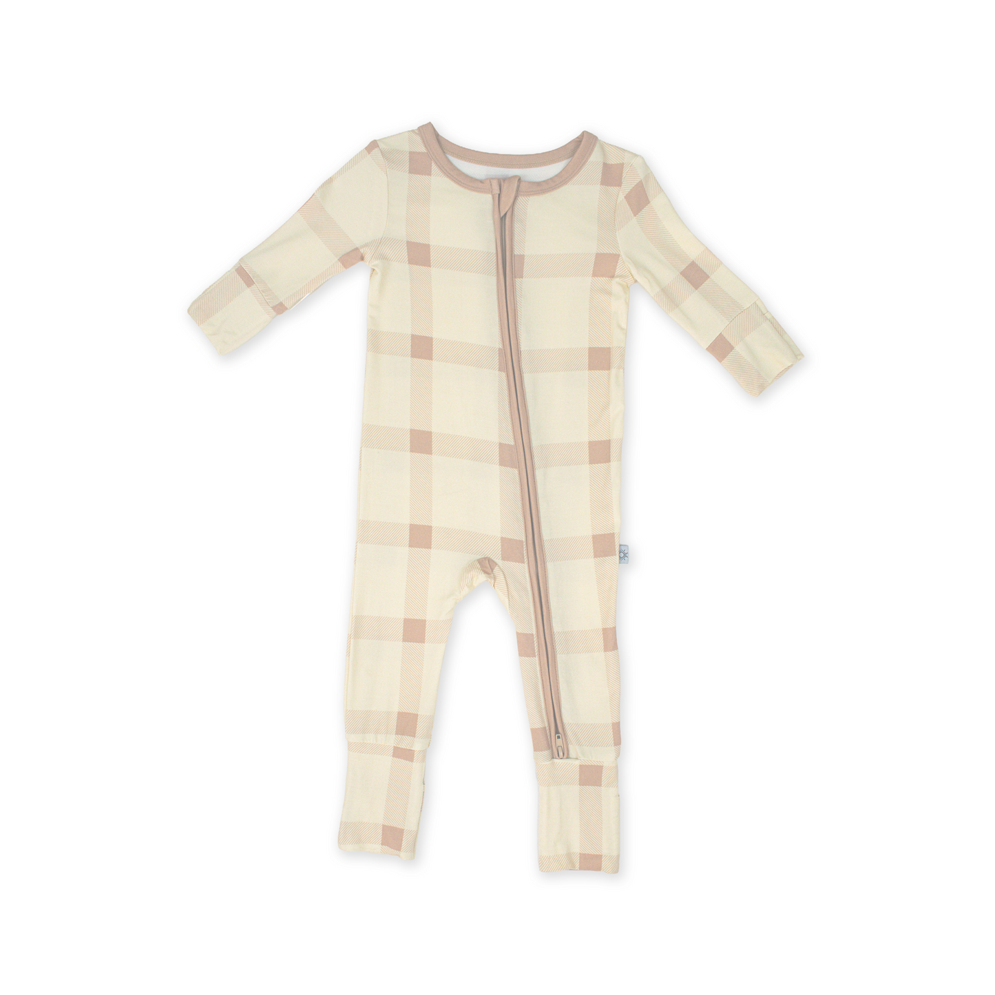 AllDay Zip Romper in Sandcheck