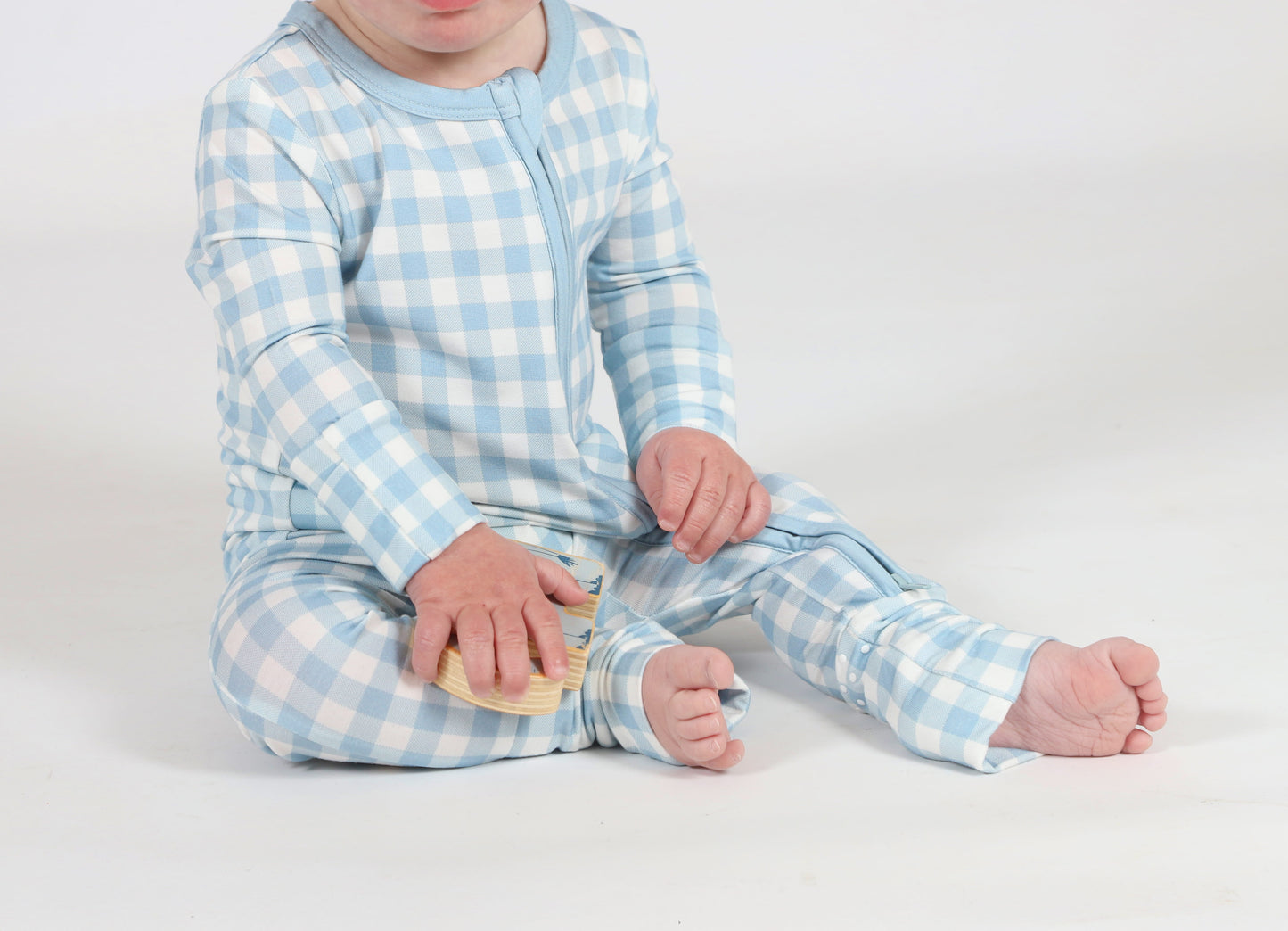 AllDay Zip Romper in Little Sky Gingham
